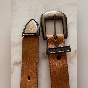 Prezzia Tan Leather Snake Print Women’s Belt Size M/L Silver tone Hardware